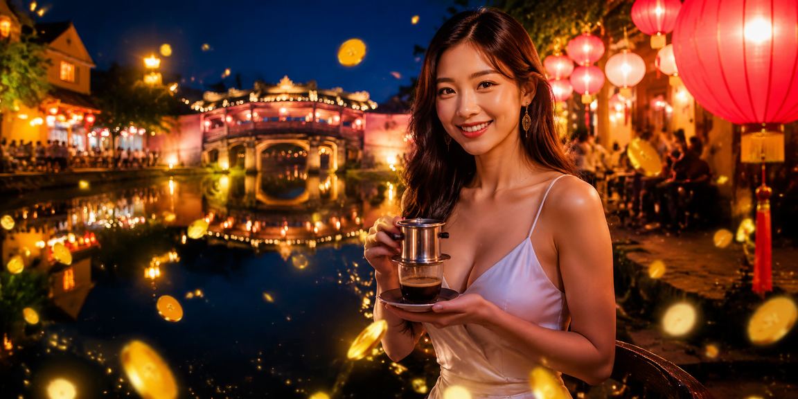 Người chơi thư giãn bên tách cà phê tại Hội An, tận hưởng giải trí cân bằng