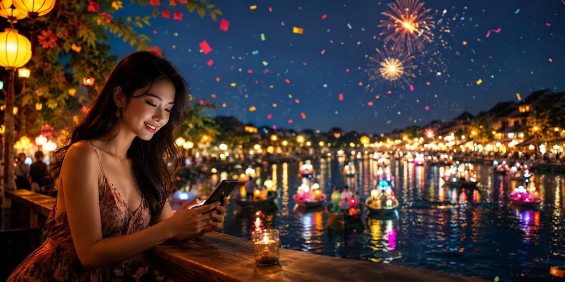 Người dùng sử dụng điện thoại truy cập nền tảng casino an toàn tại Hội An